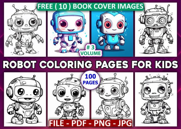 100 Robot Coloring Pages for Kids - Kdp