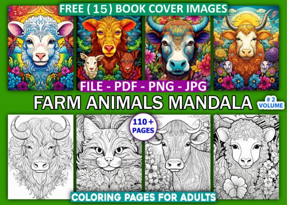 110 Farm Animals Mandala Coloring Pages