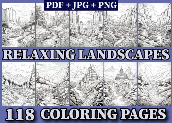 118 Relaxing Landscapes Coloring Pages