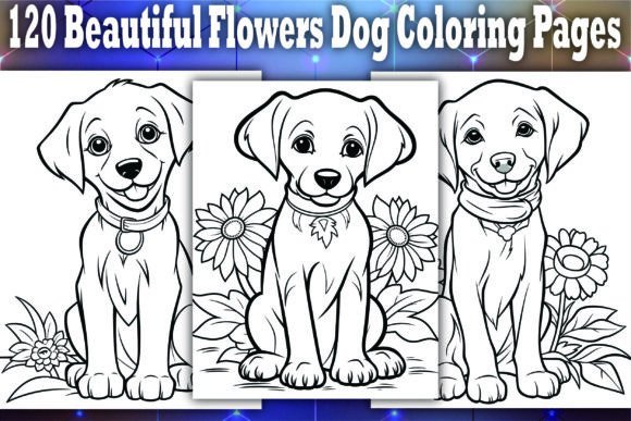 120 Beautiful Flowers Dog Coloring Pages: A Creative and Profitable Resource for Adults