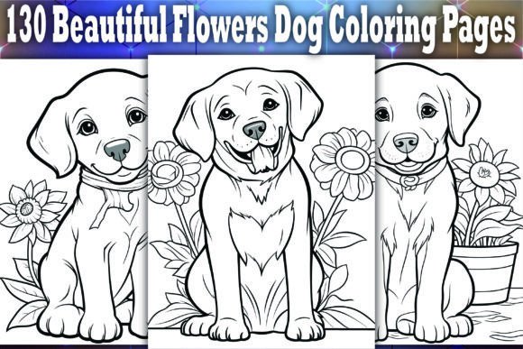 130 Beautiful Flowers Dog Coloring Pages