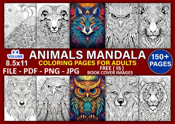 150 Animals Mandala Coloring Pages Vol-4