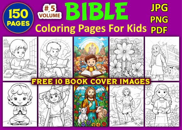 150 Bible Coloring Pages for Kids Vol -5