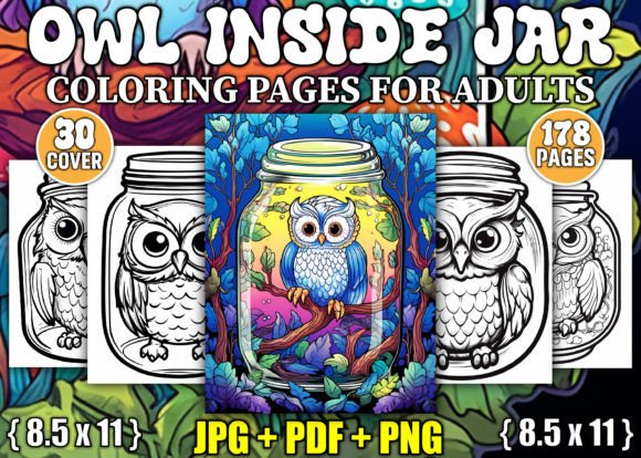 178 Owl Inside Jar Coloring Pages KDP