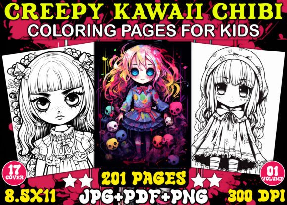 201 Creepy Kawaii Chibi Coloring Pages: A Unique Resource for Creativity and Business
