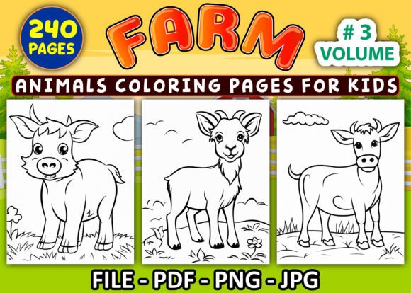 240 Farm Animals Coloring Pages for Kids