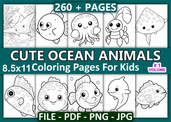 260 Cute Ocean Animals Coloring Pages