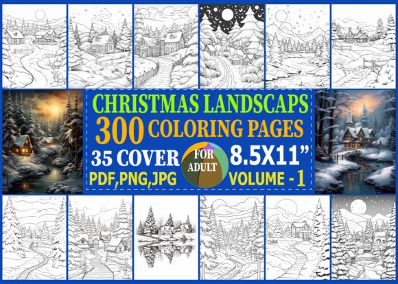 300 Christmas Landscape Coloring Pages