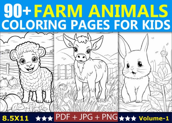 90 Farm Animals Coloring Pages for Kids