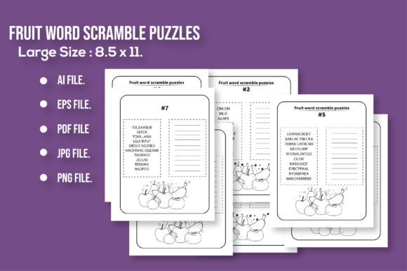 Fruits Word Scramble Puzzle for Kids